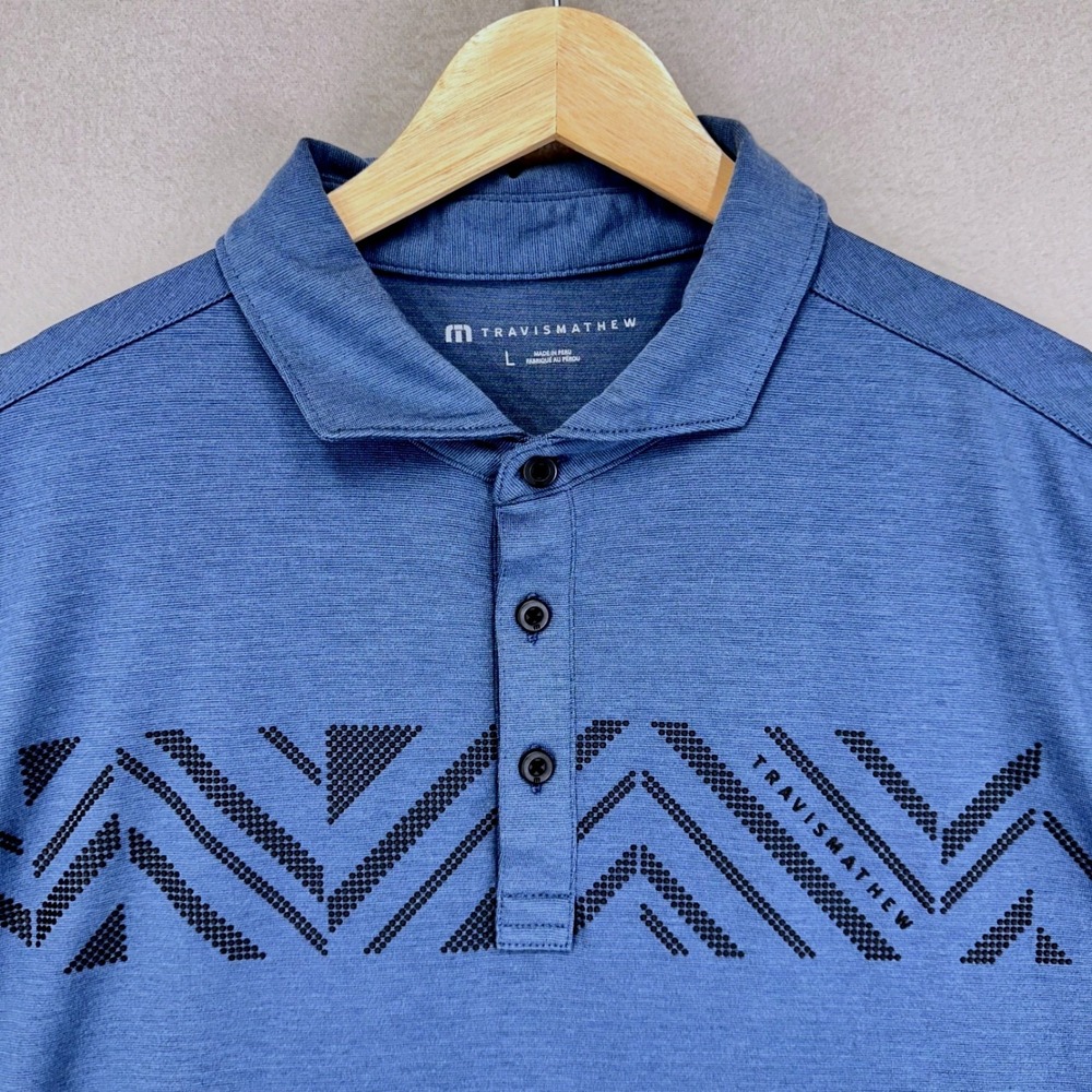 Travis Mathew All Day‎ Access Golf Polo Mens Large Blue Performance Short Sleeve
